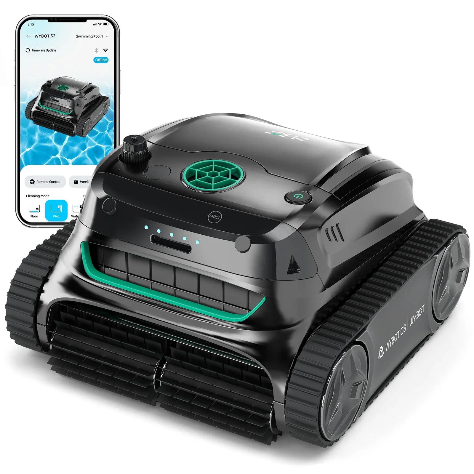 Swimming Pool Robotic Cleaner Walls and Background for Large Family Pool Double Level Filtration Superior Suction Power APP