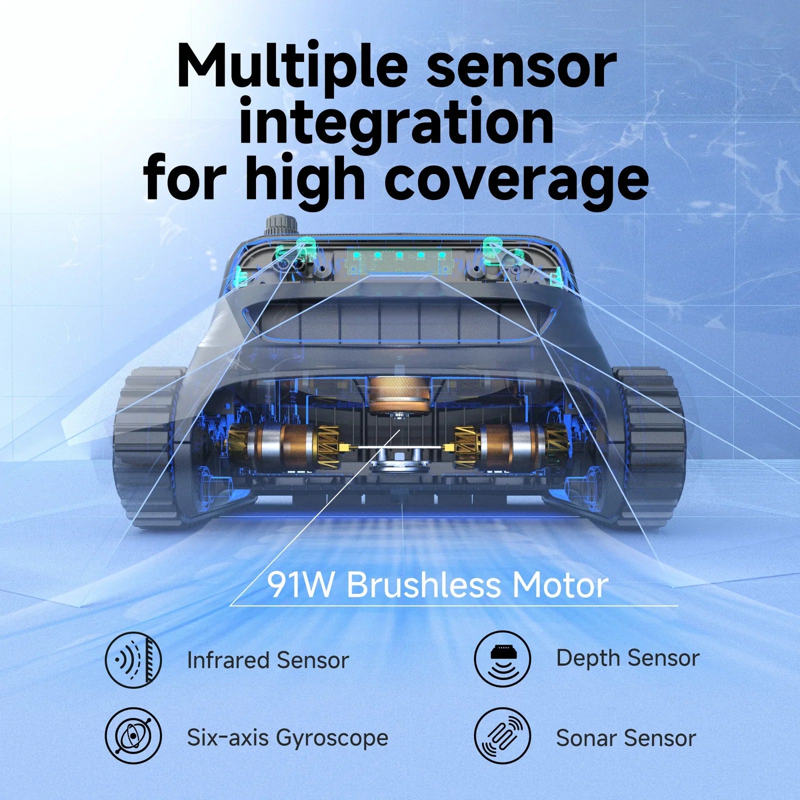 Swimming Pool Robotic Cleaner Walls and Background for Large Family Pool Double Level Filtration Superior Suction Power APP